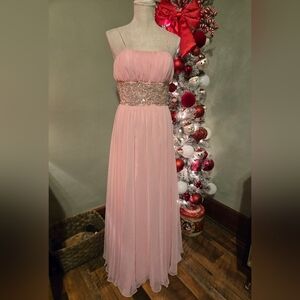 Vintage Mike Benet Formal Gown Beaded Size 8 Chiffon Pink Prom Homecoming Woman